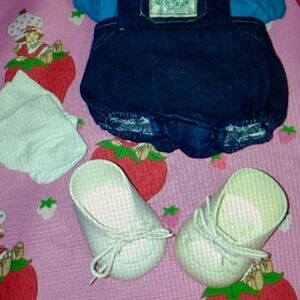 Baby Denim Overalls with White Booties